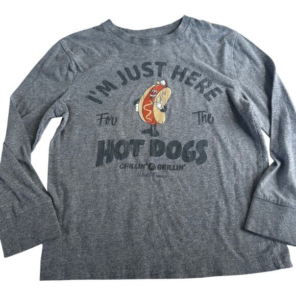 Art Class Kids' Grey Hotdog Graphic Long Sleeve Tee - Picture 1 of 3